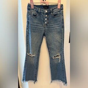 Sanctuary Kids Distressed Flare Denim In Medium Stone Jeans Size 7-8